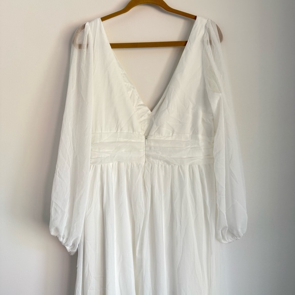 NWT Lulus Enchant My Love White V-Neck Long Sleeve Maxi Dress Size XL - Picture 8 of 9